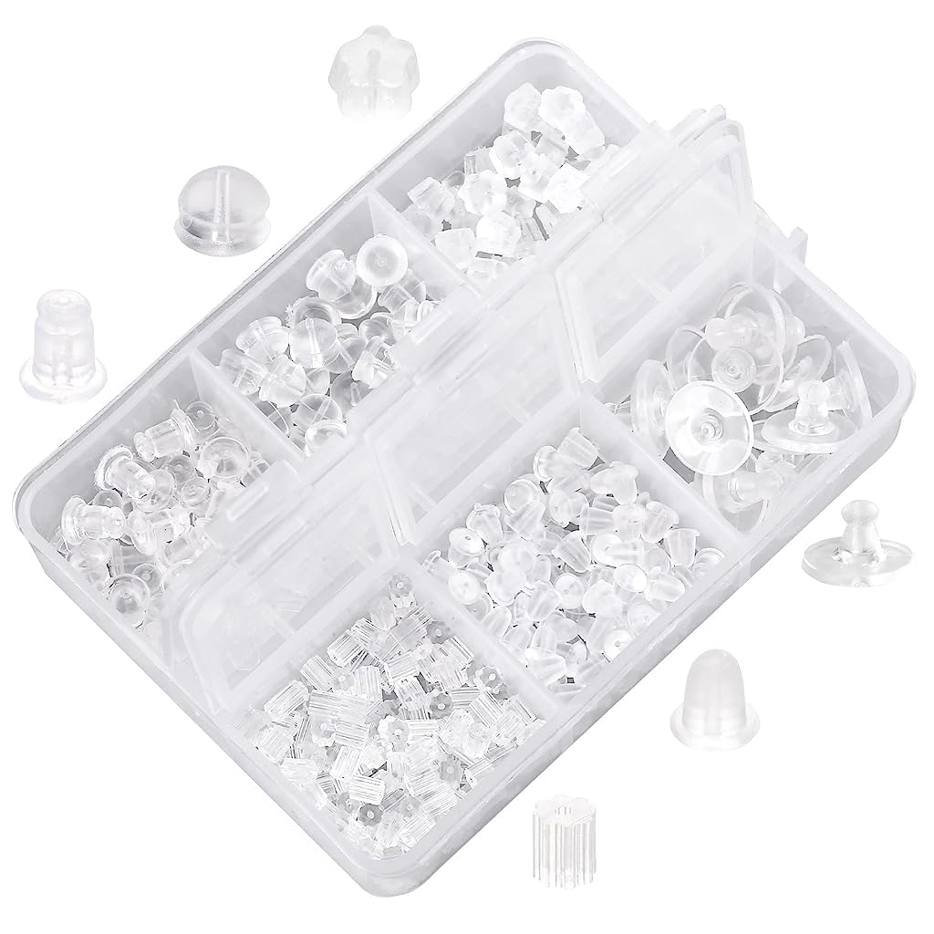 MAYCREATE 550Pcs Earring Backs for Ear Studs, 6 Styles Silicone Rubber Earring Stopper with Box, Soft Clear Earring Clutch Backing Replacement Kits for Fish Hook Earring Studs Hoops MAYCREATE 550Pcs Earring Backs for Ear Studs, 6 Styles Silicone Rubber Earring Stopper with Box, Soft Clear Earring Clutch Backing Replacement Kits for Fish Hook Earring Studs Hoops